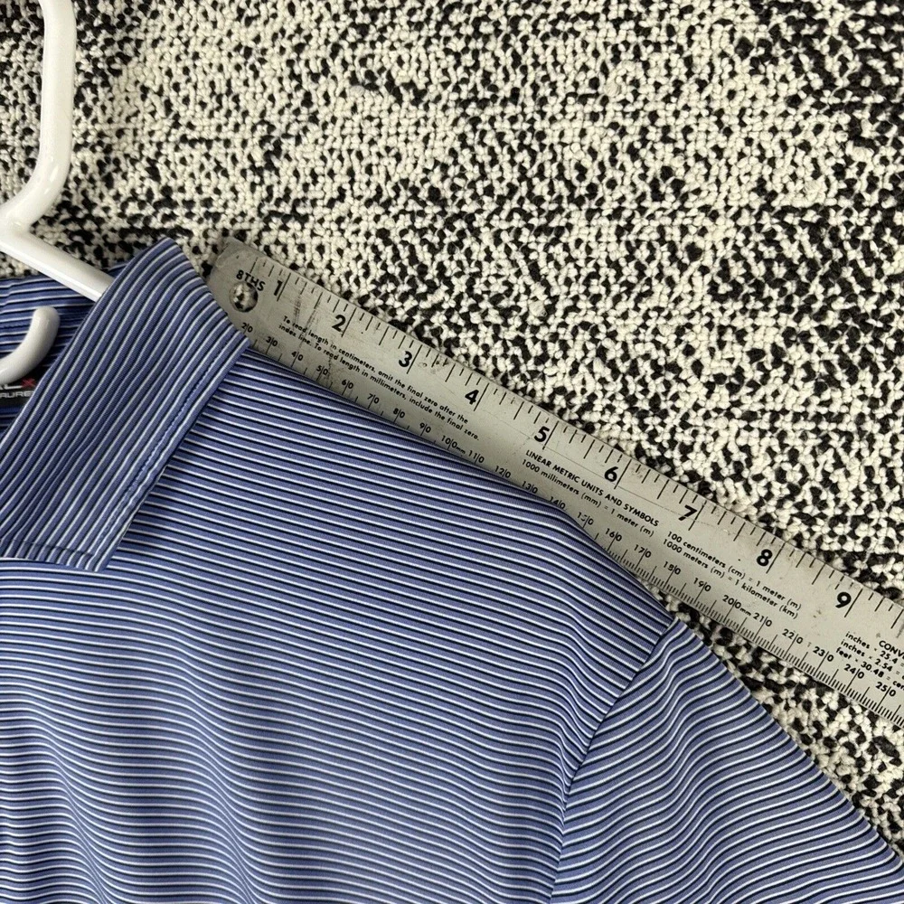 RLX‎ Ralph Lauren Polo Mens Large Blue Striped Moisture Wicking